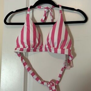 Victoria Secret Bikini Top pink and white size small NWT